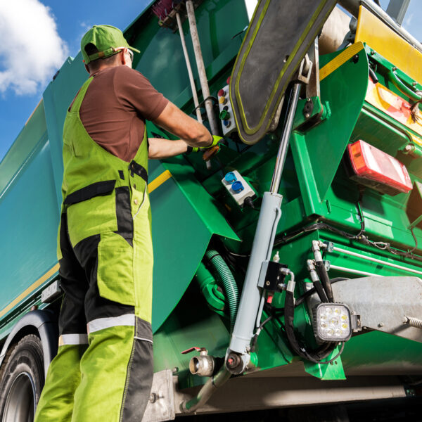 Garbage Truck and Waste Collector Worker